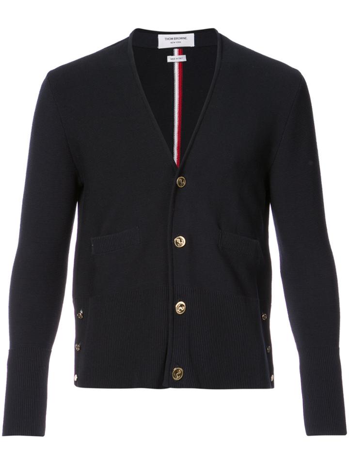Thom Browne V-neck Cardigan With Links Links Stitch And Red, White And