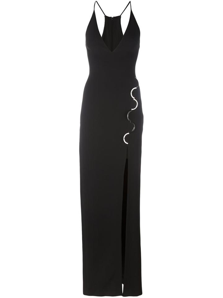 David Koma Metallic Detail Long Gown - Black