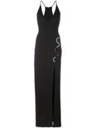 David Koma Metallic Detail Long Gown - Black