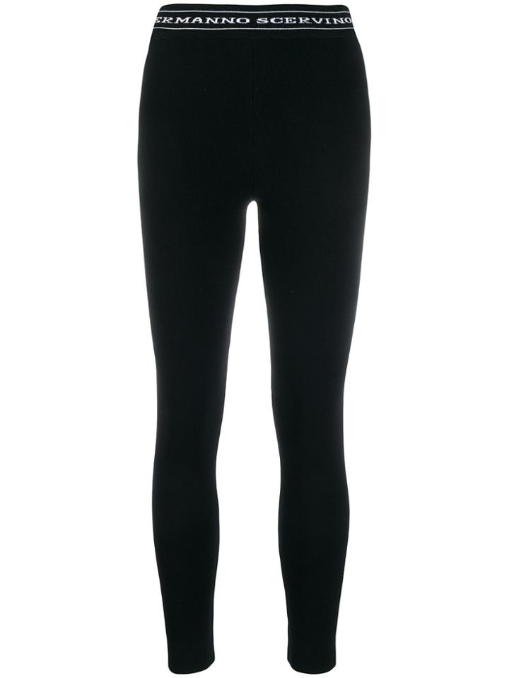 Ermanno Scervino Logo Waistband Leggings - Black