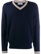 Brunello Cucinelli V Neck Knit Sweater - Blue