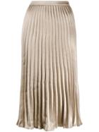 Dkny Pleated Midi Skirt - Gold