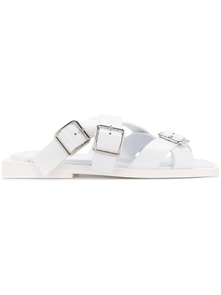Jil Sander Crossover Buckle Sandals - White