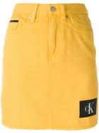 Calvin Klein Jeans Logo Patch Denim Skirt - Yellow & Orange