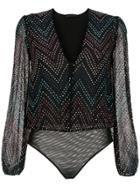 Nk Collection Embellished Silk Bodysuit - Black