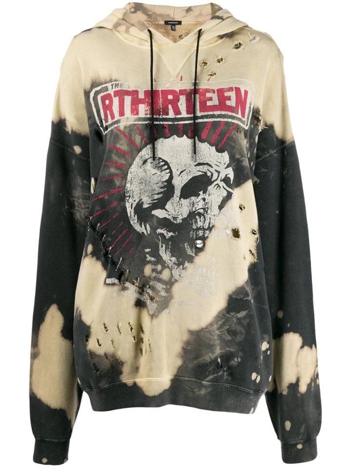 R13 Distressed Oversized Hoodie - Neutrals