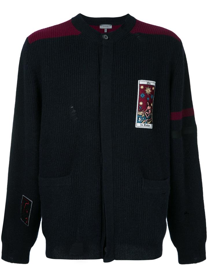 Lanvin Distressed Patch Cardigan - Blue