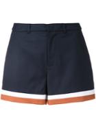 Loveless - Striped Hem Shorts - Women - Polyester/polyurethane/rayon - 36, Blue, Polyester/polyurethane/rayon