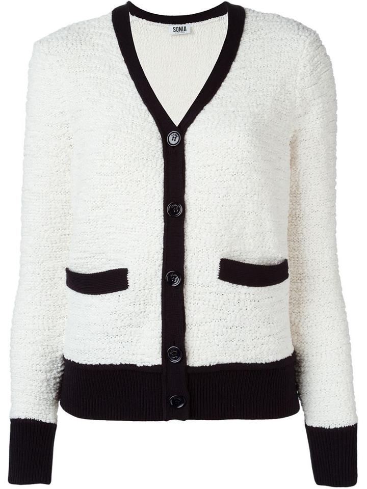 Sonia By Sonia Rykiel Contrast Trim Textured Button Down Cardigan
