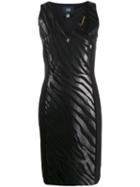 Cavalli Class Zebra Print Midi Dress - Black