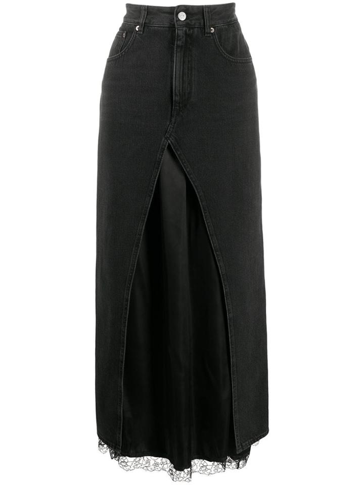 Mm6 Maison Margiela Denim Layered Long Skirt - Black