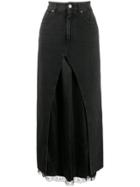 Mm6 Maison Margiela Denim Layered Long Skirt - Black
