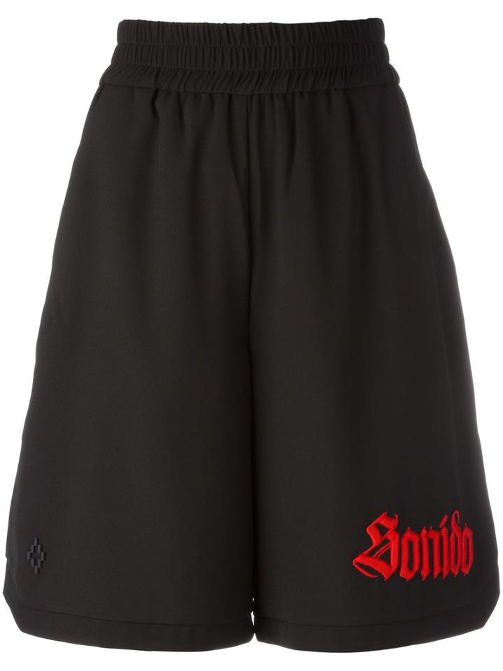 Marcelo Burlon County Of Milan 'sonido' Embroidery Shorts, Women's, Size: Medium, Black, Polyester/spandex/elastane/acetate/viscose