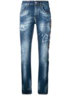 Frankie Morello Multipatch Distressed Jeans - Blue