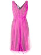 Prada V-neck Tulle Dress - Pink