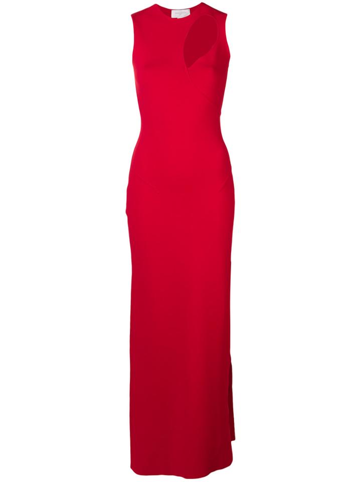 Esteban Cortazar Teardrop Column Gown - Red