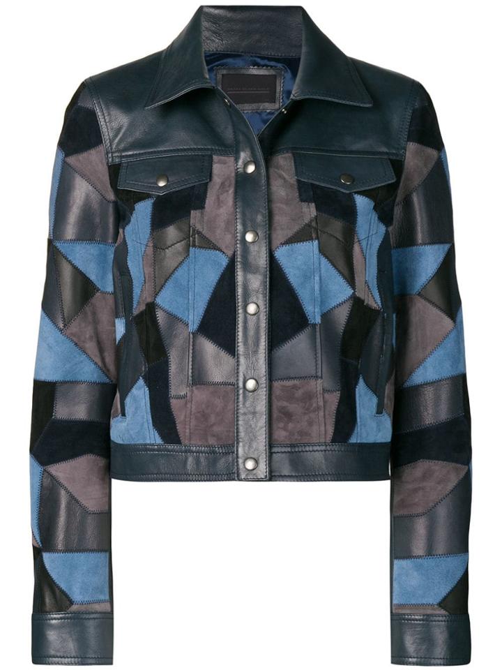 Diesel Black Gold Cropped Jacket With Suede Patchwork - Blue