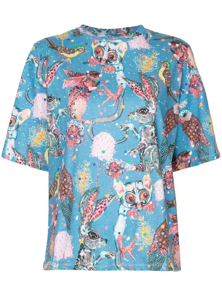 Romance Was Born Animalia Print T-shirt - Blue
