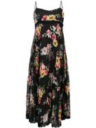 Twin-set Pleated Floral Dress - Black