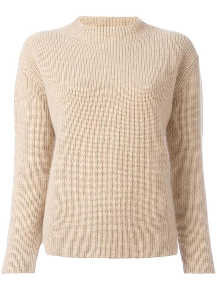 Zanone Lateral Slits Ribbed Jumper, Women's, Size: 40, Brown, Angora/virgin Wool