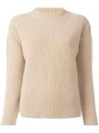 Zanone Lateral Slits Ribbed Jumper, Women's, Size: 40, Brown, Angora/virgin Wool