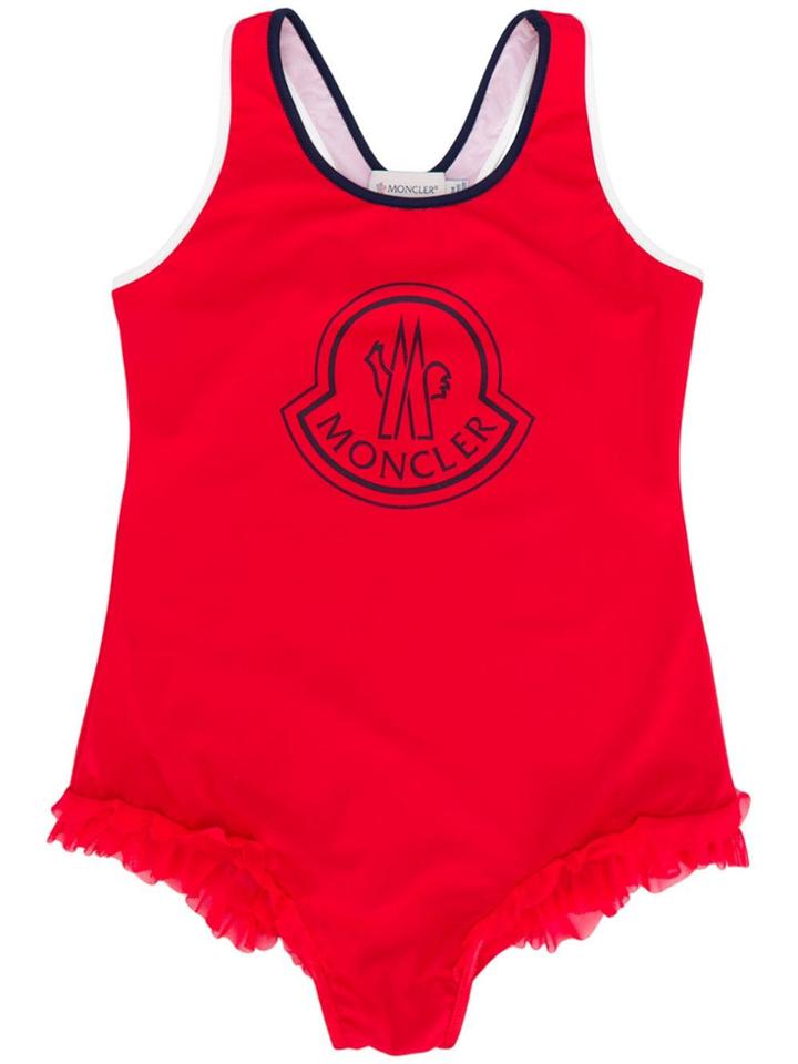 Moncler Kids Contrast Logo Swimsuit - Red
