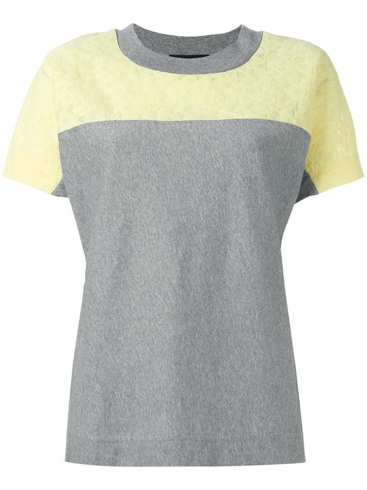 Boutique Moschino Lace Trim Colour Block T-shirt, Women's, Size: 38, Grey, Cotton