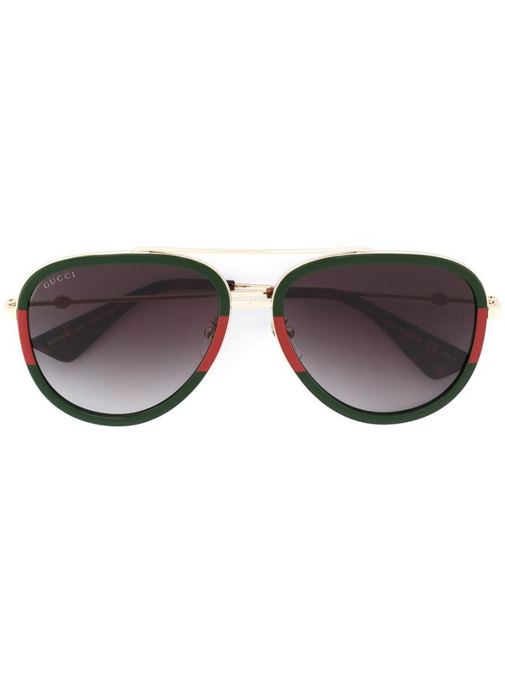 Gucci Eyewear Aviator Shaped Sunglasses, Adult Unisex, Green, Acetate/metal (other)