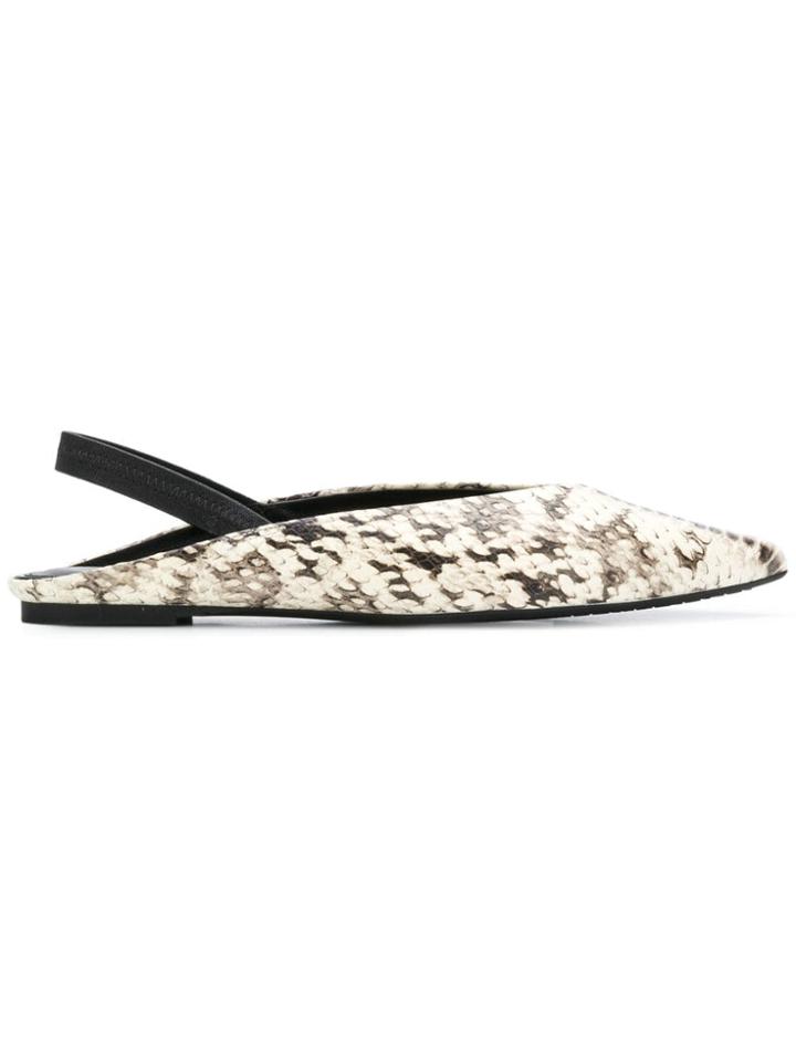 Michael Michael Kors Eliza Snake-embossed Slingback Flats - Nude &