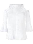 Ermanno Scervino Lace Insert Cold-shoulder Blouse, Women's, Size: 42, White, Cotton