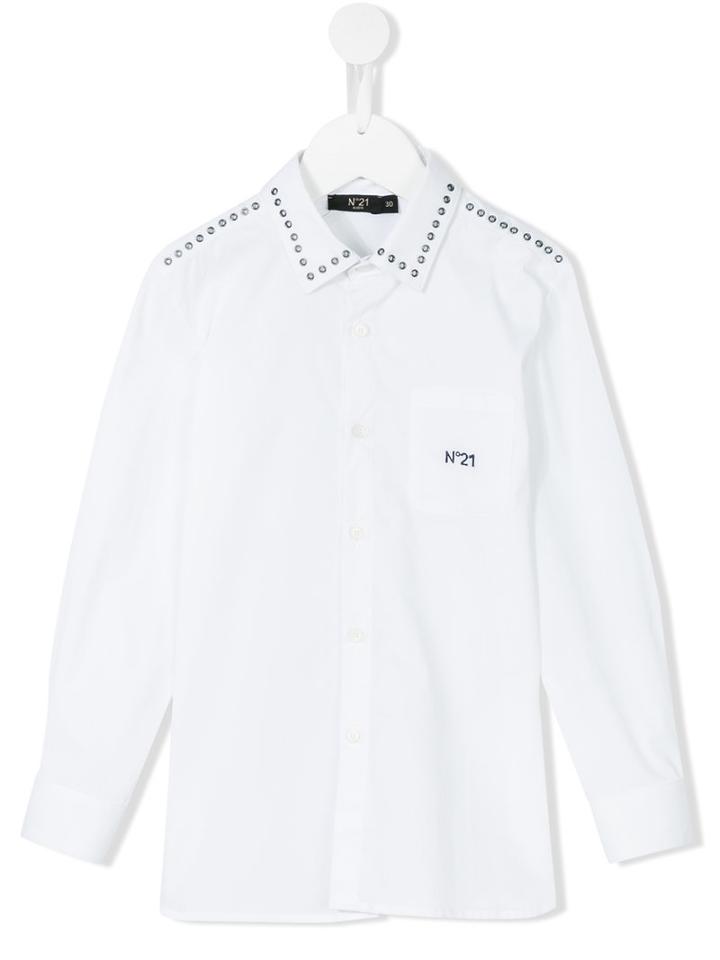 No21 Kids Embroidered Logo Shirt, Boy's, Size: 7 Yrs, White