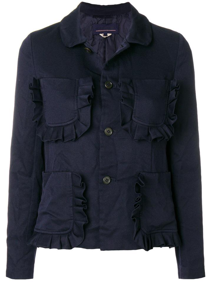 Comme Des Garçons Girl Frill-trim Fitted Jacket - Blue