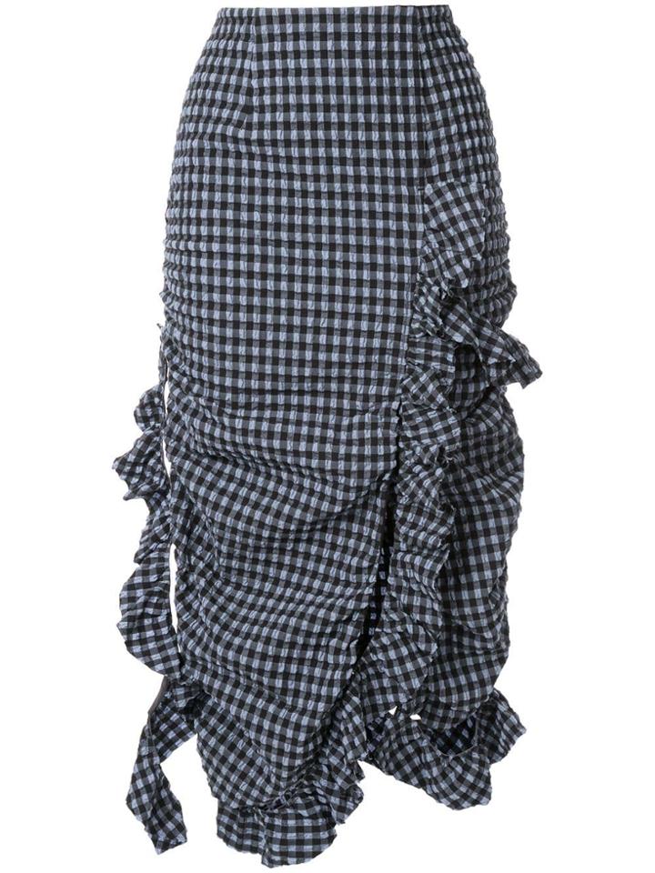 Irene Ruffled Gingham Skirt - Blue