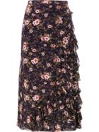 Rochas Floral Asymmetric Ruffle Skirt