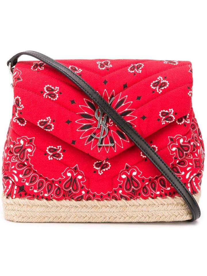 Saint Laurent Red Loulou Toy Mini Paisley Print Cotton Shoulder Bag