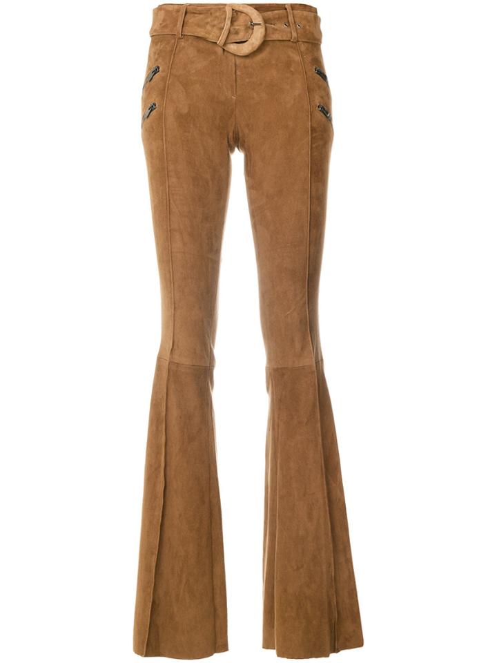 Drome Zip Flared Trousers - Brown