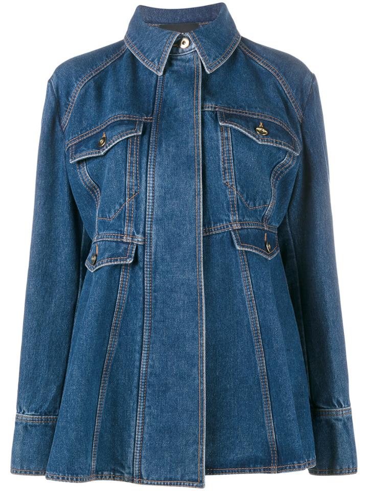 Ellery Oversized Flared Denim Jacket - Blue