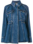 Ellery Oversized Flared Denim Jacket - Blue