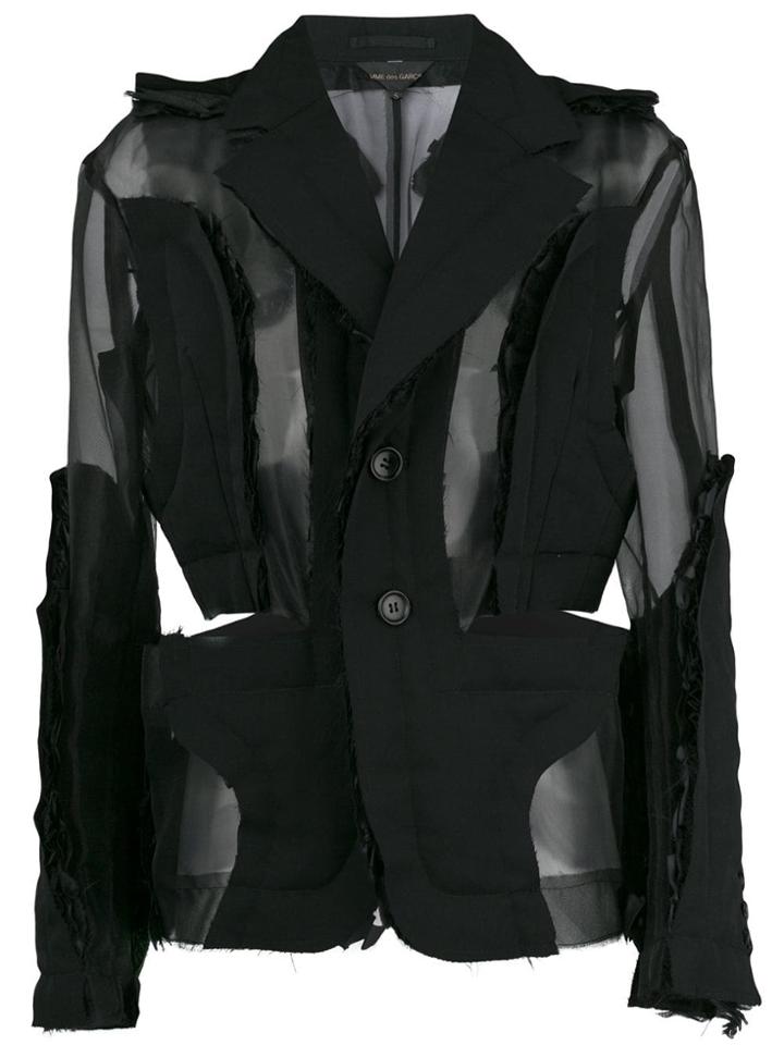 Comme Des Garçons Distressed Sheer Blazer - Black