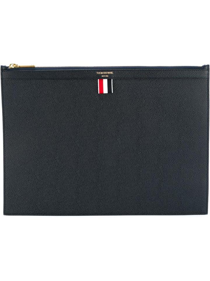 Thom Browne Zipped Clutch Bag, Men's, Blue, Leather