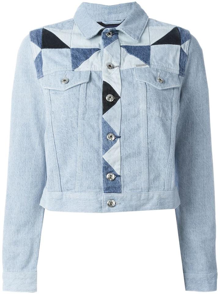 Diesel Contrast Patchwork Cropped Denim Jacket