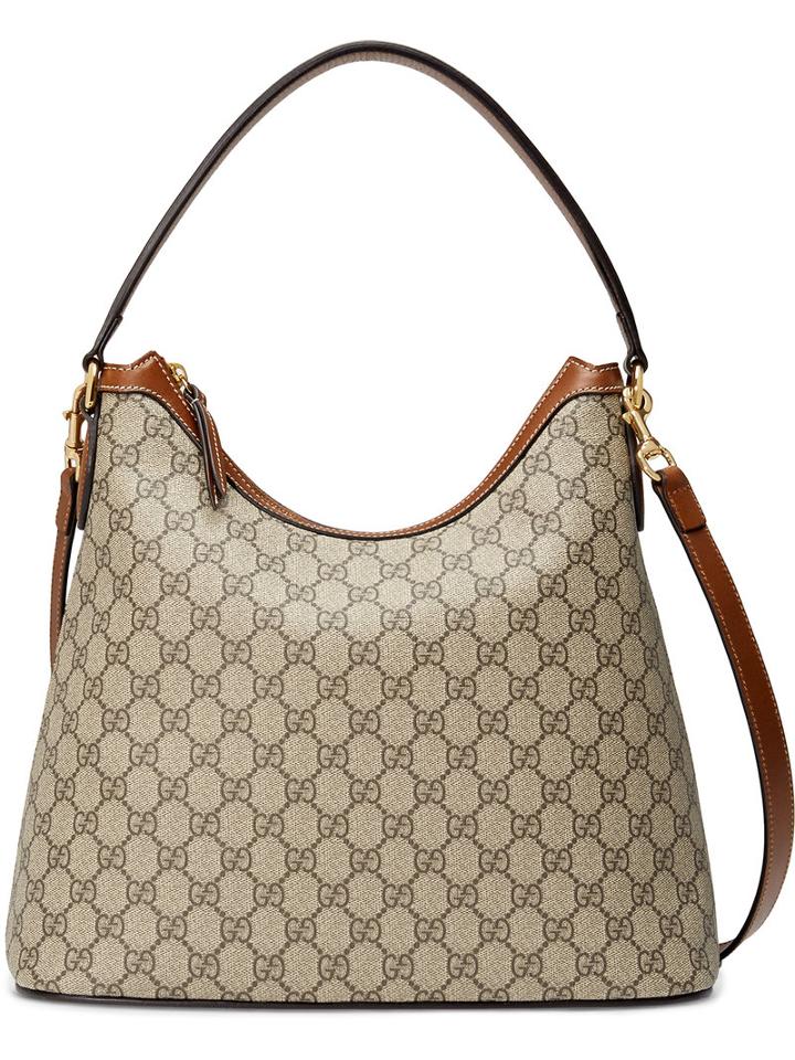 Gucci Gg Supreme Hobo Bag, Women's, Nude/neutrals, Leather/canvas/metal/microfibre