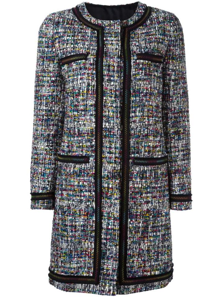 Boutique Moschino Quilted Lining Tweedy Coat, Women's, Size: 38, Cotton/acrylic/polyamide/other Fibers