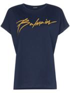 Balmain Foil Logo Crew Neck T-shirt - Blue