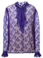 Guy Laroche Vintage Ruffled Lace Shirt, Women's, Size: 40, Pink/purple