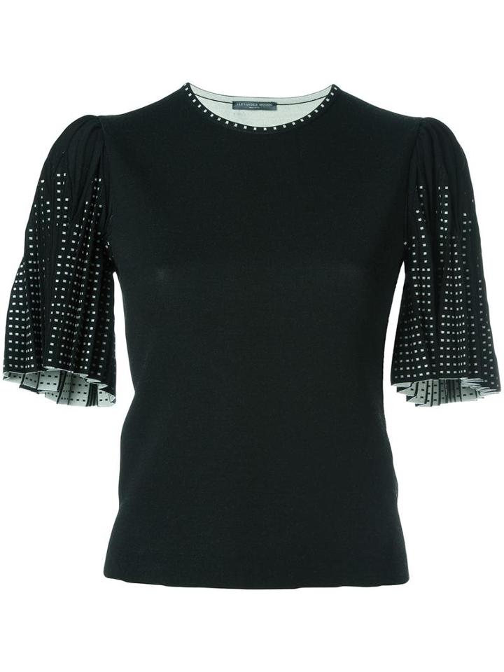 Alexander Mcqueen Round Neck Knit Top, Women's, Size: Small, Black, Wool/viscose/polyester/spandex/elastane