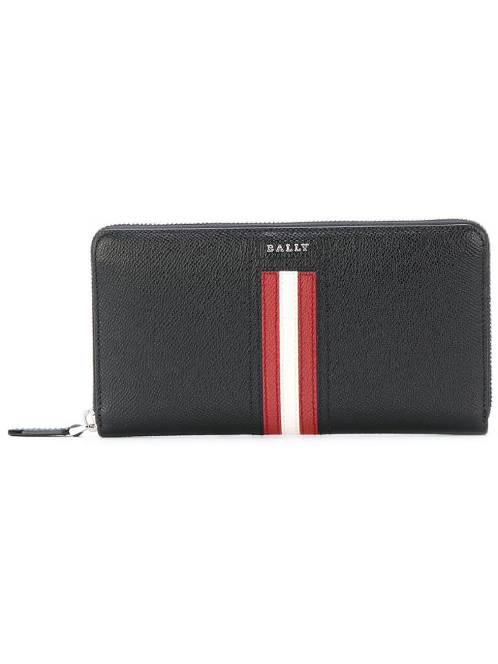 Bally Stripe Zip Around Wallet - Black