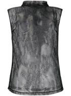Styland Embroidered Lace Top - Black