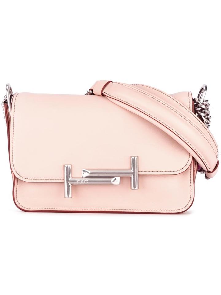 Tod's Double T Shoulder Bag, Women's, Pink/purple, Leather
