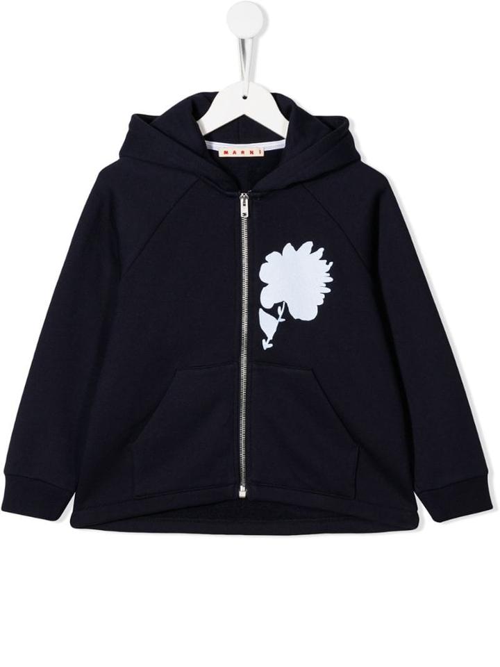Marni Kids Flower Motif Hoody - Blue